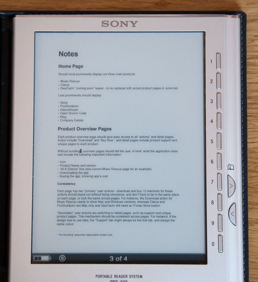 A4 on the Sony Reader